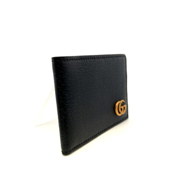 Gucci Black Marmont Gold GG Bi fold Card Case Holder Web wallet Wallet - Picture 2 of 8